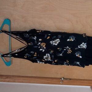 Navy and yellow flower tank